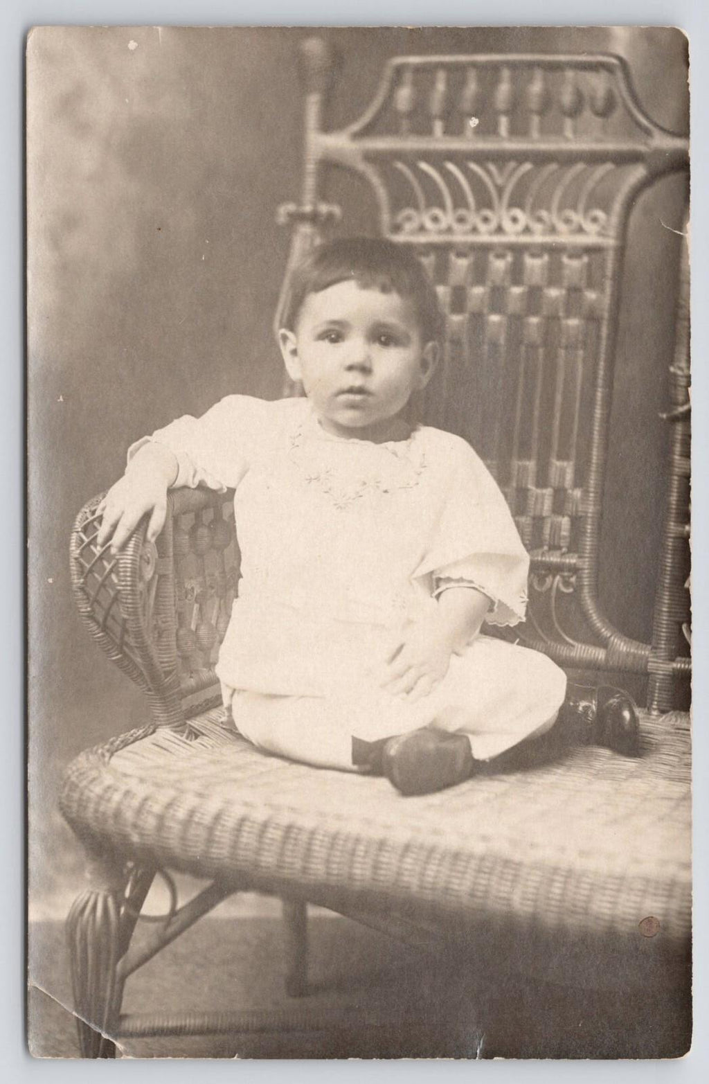 RPPC Infant Sitting in Chair Real Photo Postcard Defender