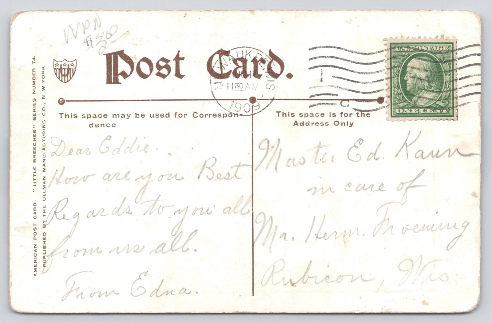 Postcard Little Breeches Says I Want To Be A Soldier When I Grow Up 1909 Ullman