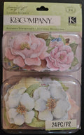 K&Company Floral Layered Accents Paper Embellishments 24 Pieces by Susan Winget