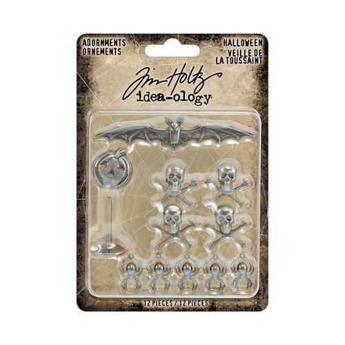 TH94437 Tim Holtz idea-ology Halloween Adornments 12-Piece Metal Embellishment