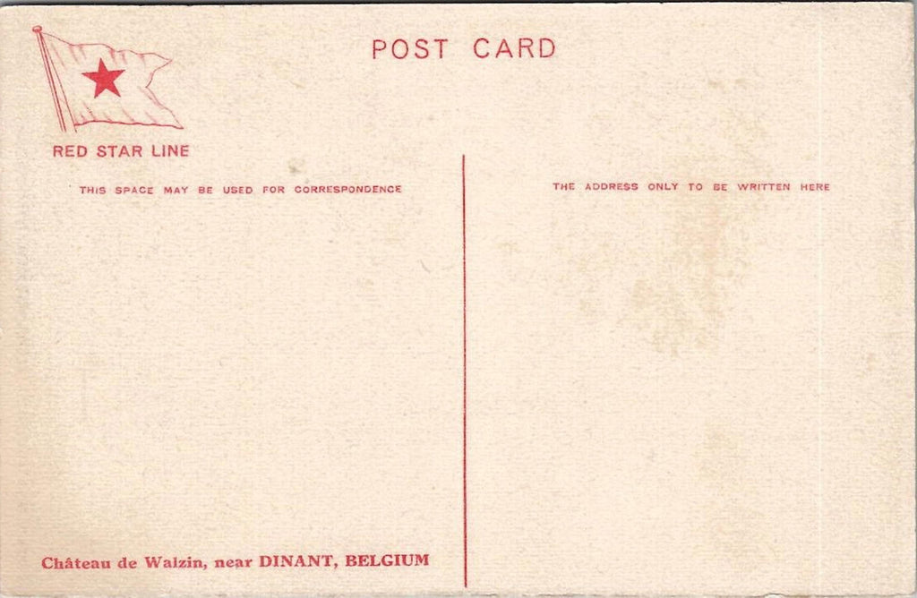 Red Star Line Postcard Signed H Cassiers Chateau de Walzin Dinant Belgium UNP