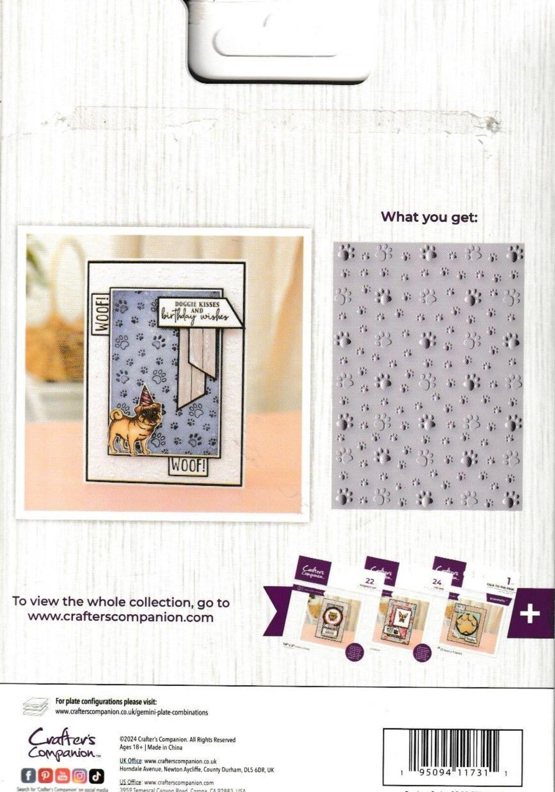 Crafter's Companion 2D Embossing Folder - Paw Prints - open package