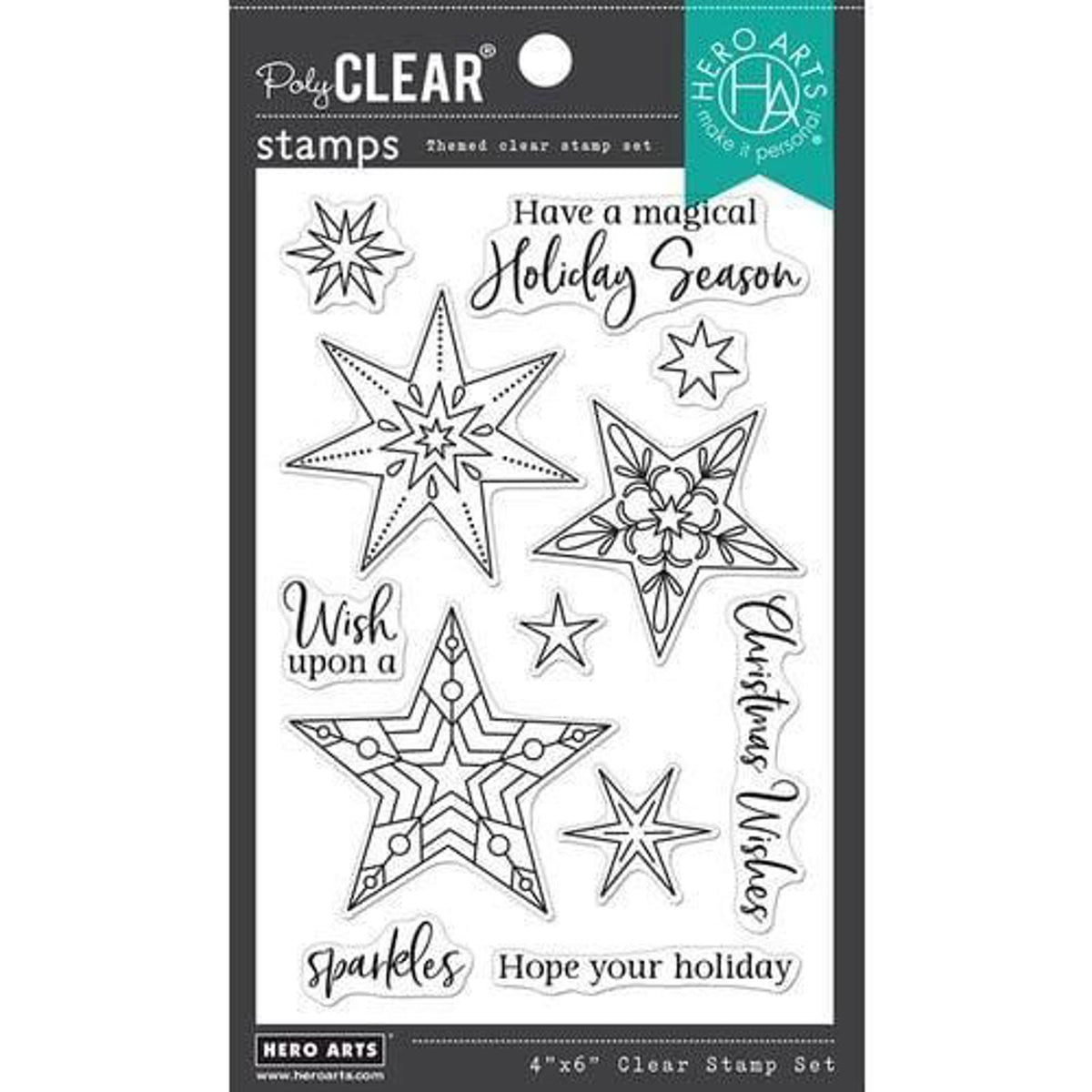 Hero Arts Christmas Stamps Holiday Sparkles 4x6 Stamp set 12 pieces New