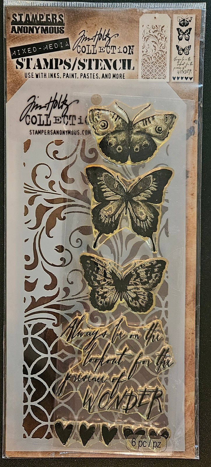 THMM103 Tim Holtz Stampers Anonymous butterfly and flourish stamps stencil set