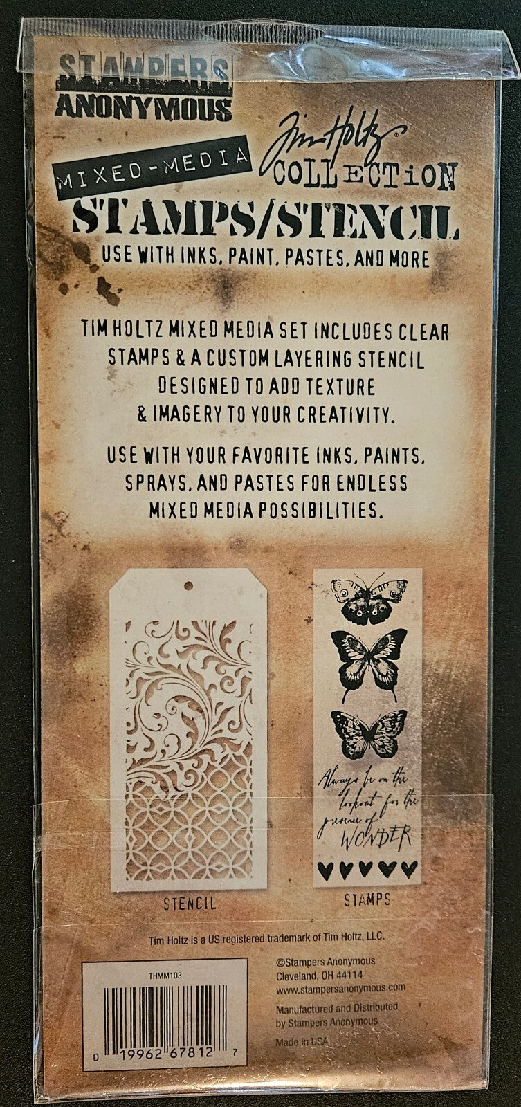 THMM103 Tim Holtz Stampers Anonymous butterfly and flourish stamps stencil set