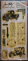 HC010 Tim Holtz stamps Enjoy the Journey vintage car set Stampers Anonymous