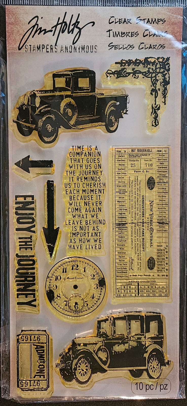 HC010 Tim Holtz stamps Enjoy the Journey vintage car set Stampers Anonymous