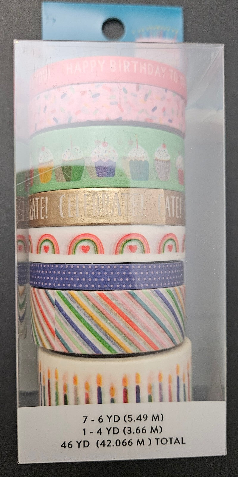 Happy Cake Day Pebbles American Crafts 8 Patterns Washi Tape Set NIP