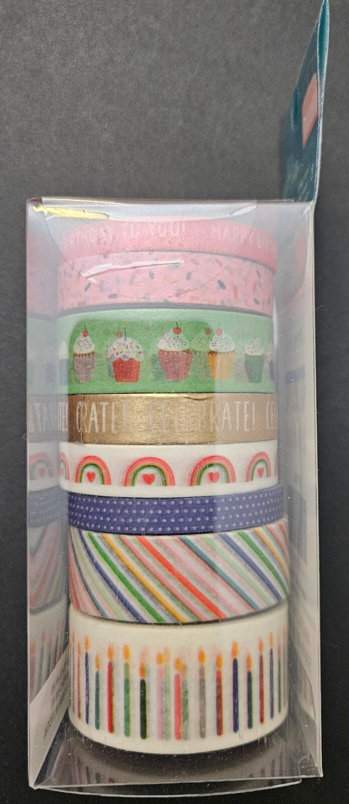Happy Cake Day Pebbles American Crafts 8 Patterns Washi Tape Set NIP