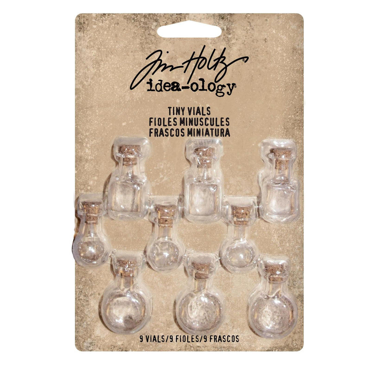 TH93201 Tim Holtz Idea-ology Assorted Shapes Tiny Vials  9 Pack