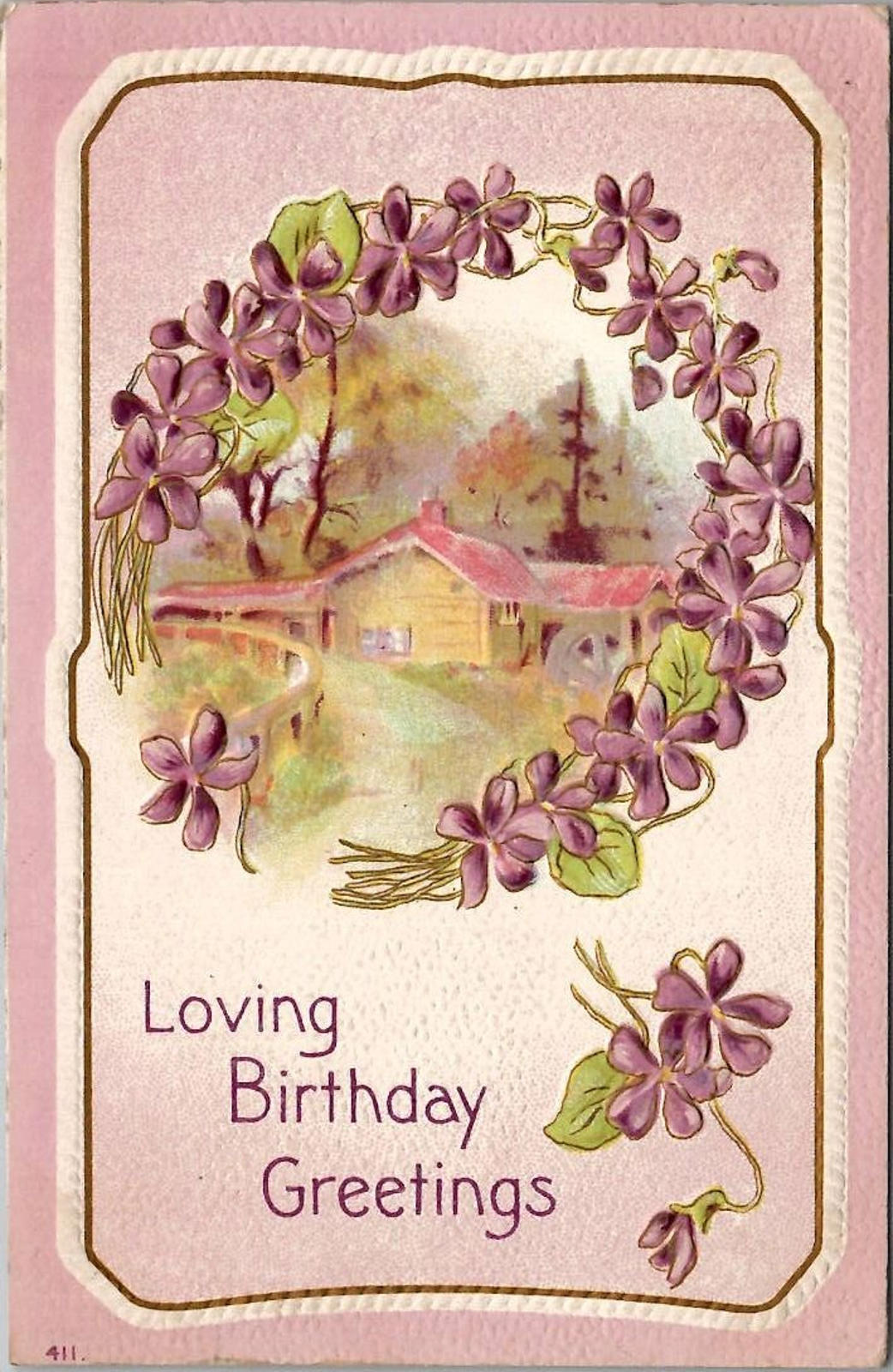 Postcard Loving Birthday Greetings MB Horseshoe PM Brodhead MAR 7 1910