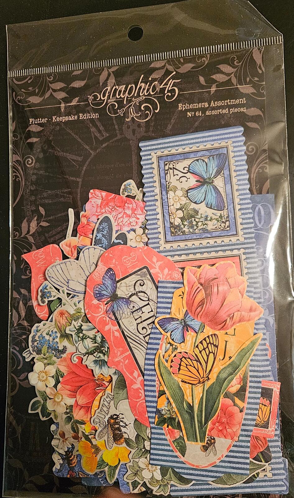 Graphic 45 Flutter 12x12 Keepsake Edition Paper Stickers Ephemera pack