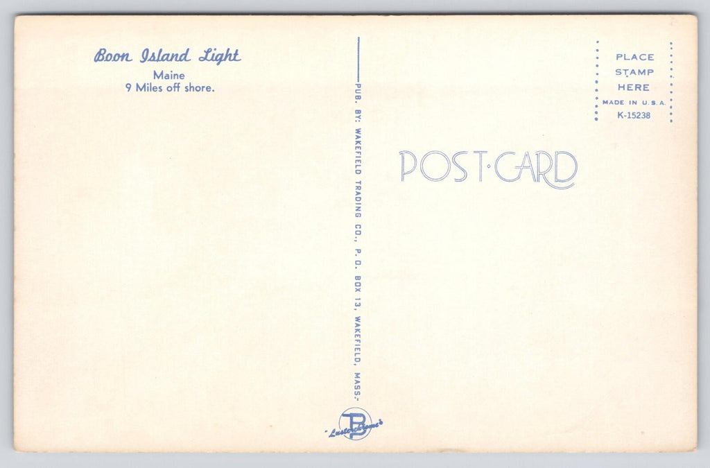 Postcard Boon Island Light Maine Off Shore Lighthouse Wakefield Trading Co
