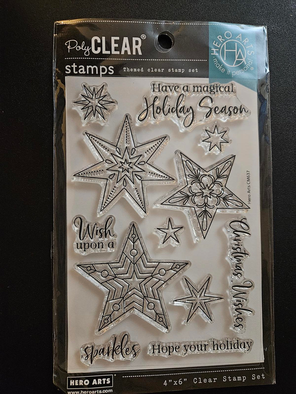 Hero Arts Christmas Stamps Holiday Sparkles 4x6 Stamp set 12 pieces New