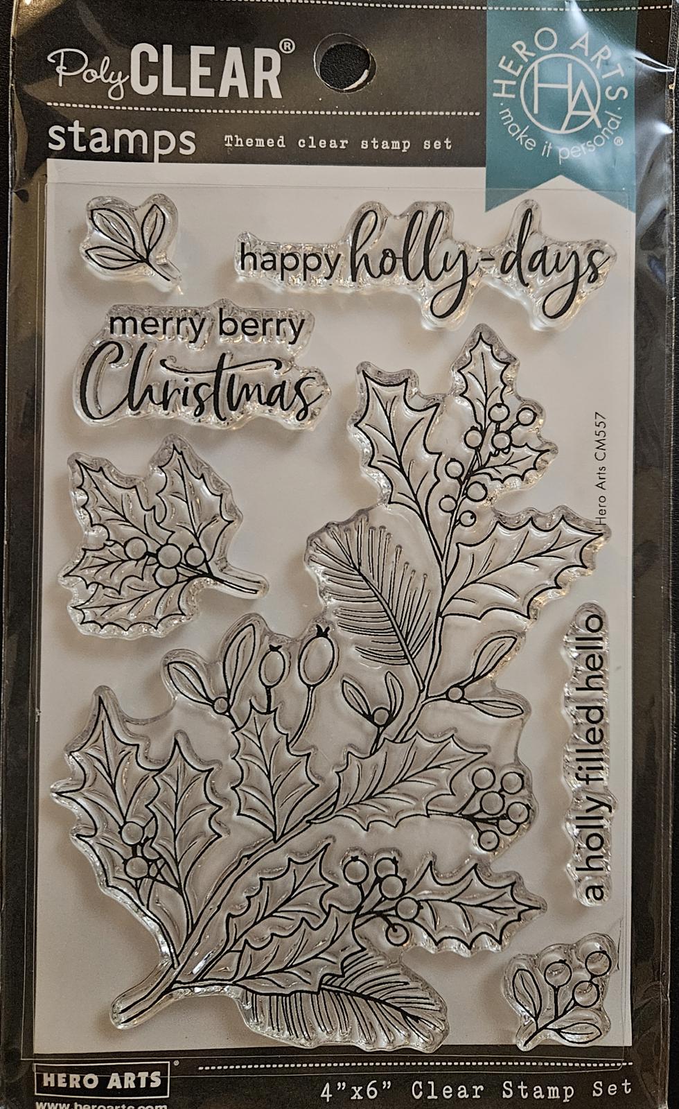 CM557 Hero Arts Poly Clear Stamp set - Holly Berries 4 X 6