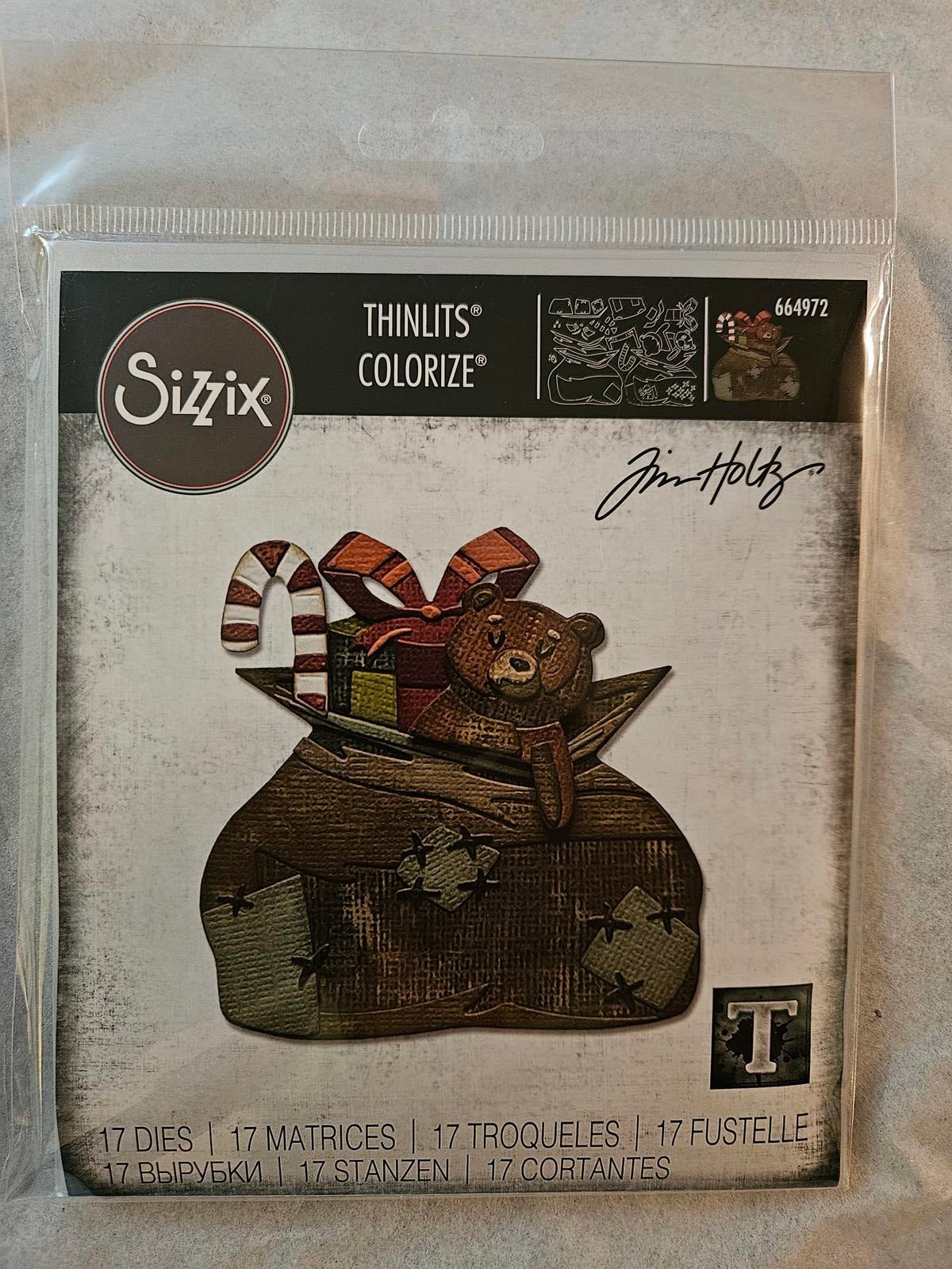 664972 Sizzix Toyland Tim Holtz Thinlits Colorize Die Cutting Set Holiday Theme
