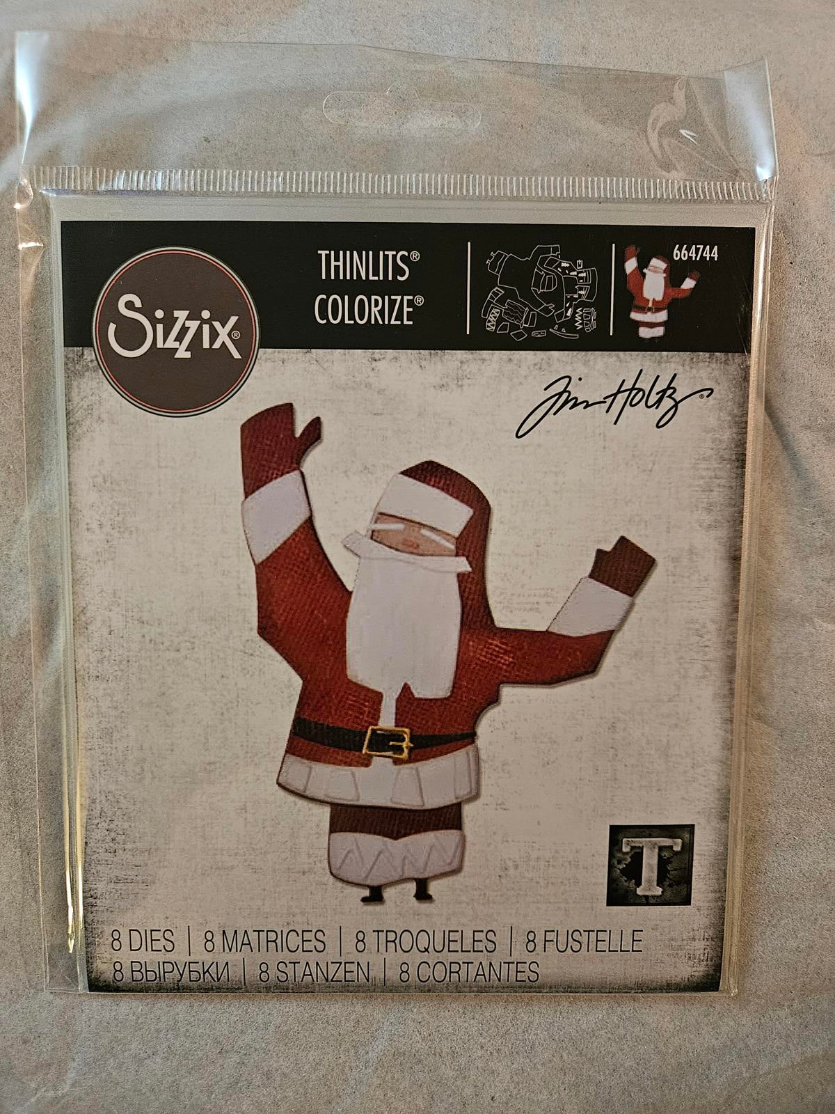 664744 Sizzix Thinlits Colorize Dies Santa Claus 8 Dies Papercut Christmas #1