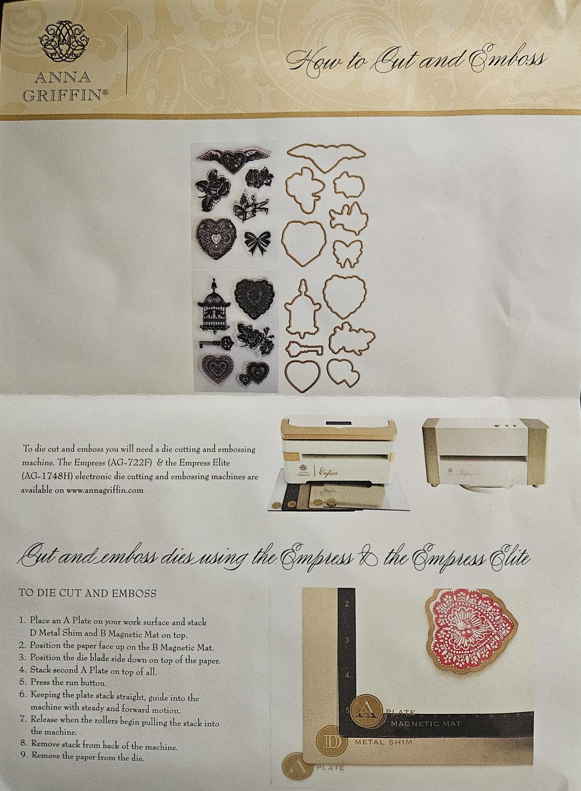 AG1861 Anna Griffin Smitten Stamps & Dies Set with Embossing and Cutting Tools