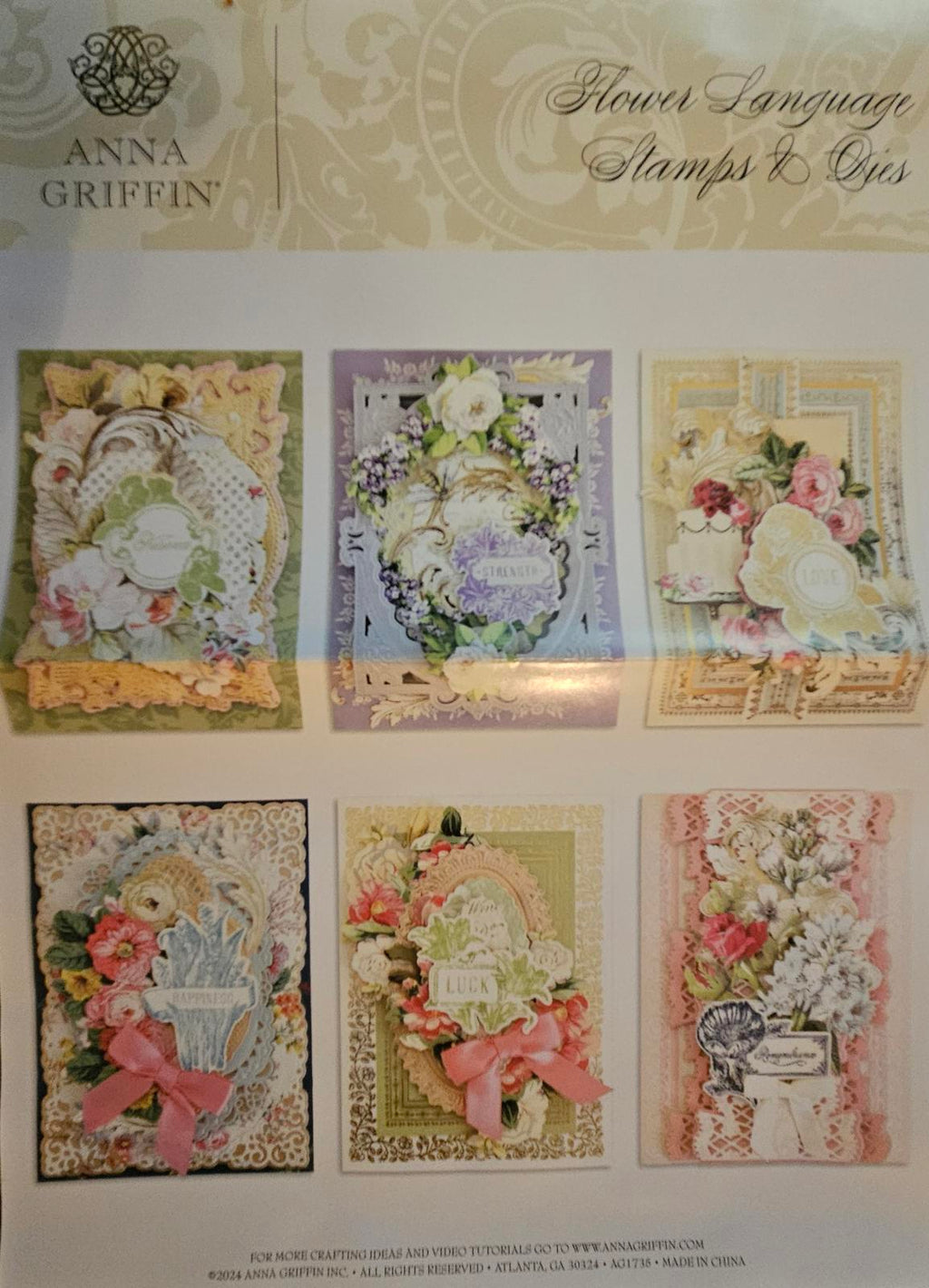 AG1735 2024 Anna Griffin Flower Language Stamps & Dies Set Emboss NIP