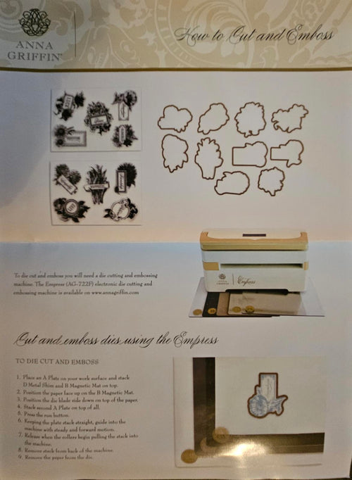 AG1735 2024 Anna Griffin Flower Language Stamps & Dies Set Emboss NIP