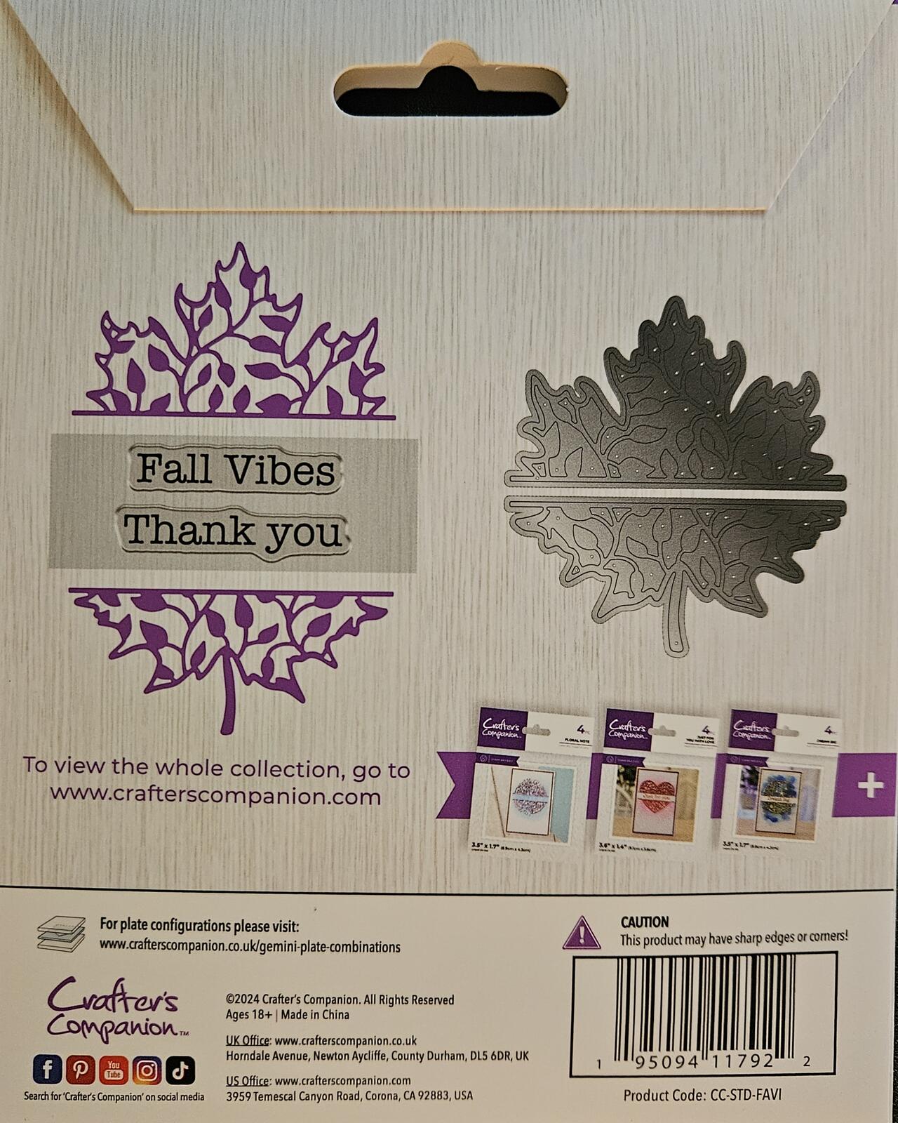 Crafter's Companion Fall Vibes Photopolymer Stamps & Metal Dies Set
