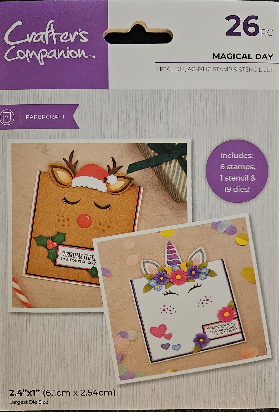 Crafter's Companion Magical Day Metal Die, Acrylic Stamp & Stencil Set - 26 Pc