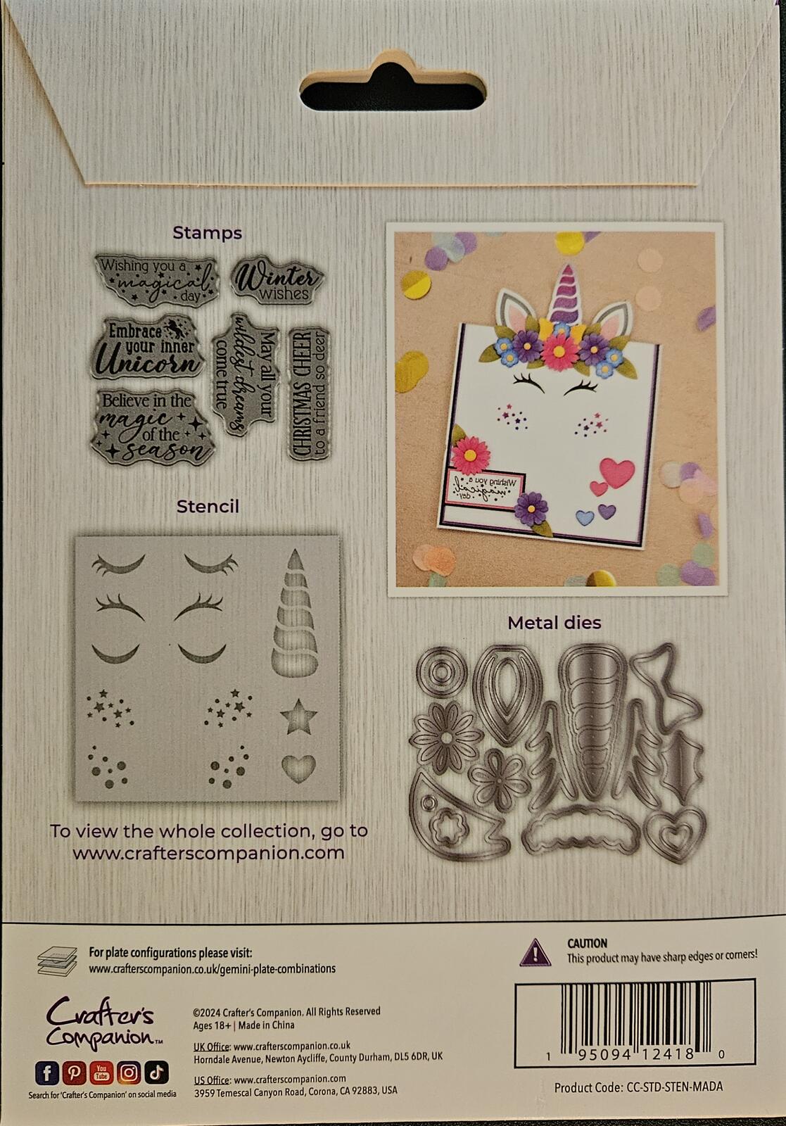 Crafter's Companion Magical Day Metal Die, Acrylic Stamp & Stencil Set - 26 Pc