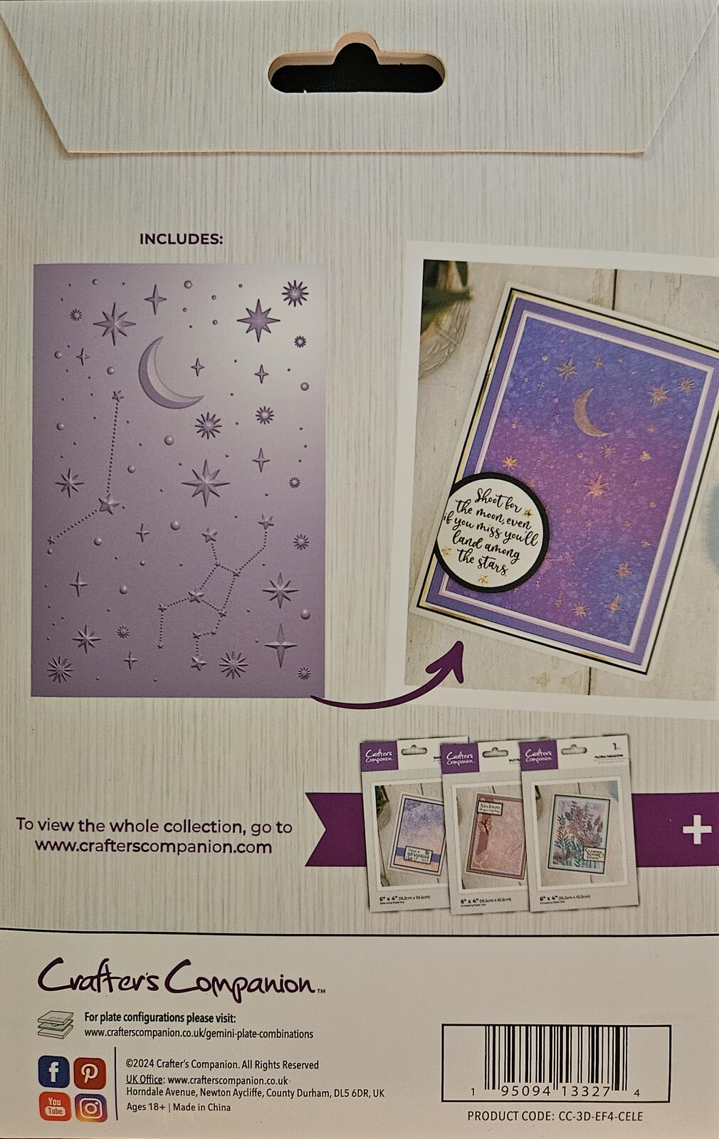Crafter's Companion Celestial 3D Embossing Folder 6x4 Inches