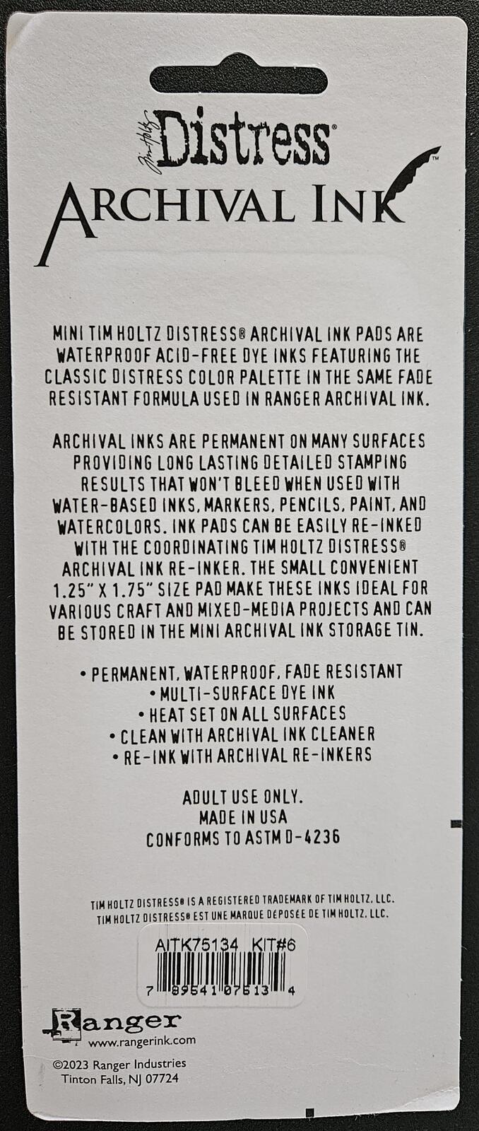 Kit #6 - Distress Archival Ink Mini Tim Holtz Color 4 pc Set AITK75134