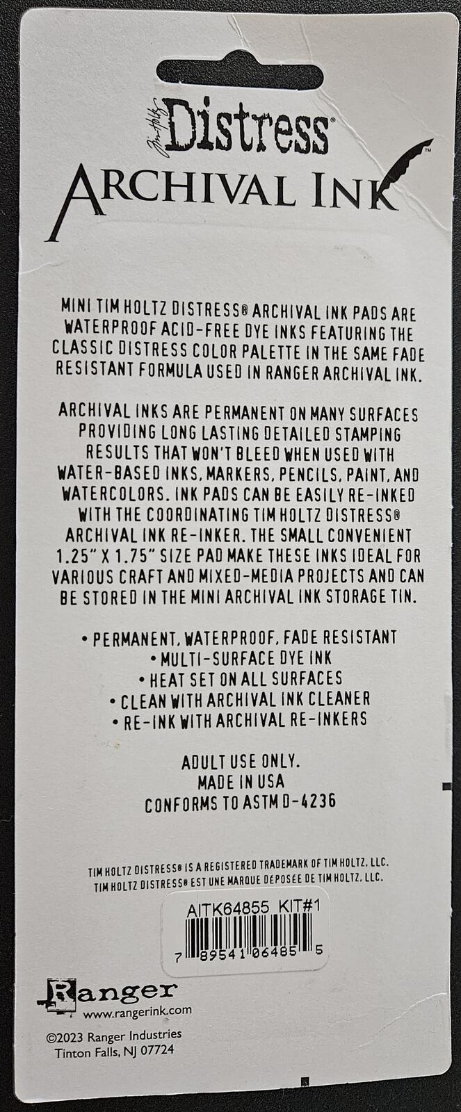 Kit #1 - Distress Archival Ink Mini Tim Holtz Color 4 pc Set AITK64855