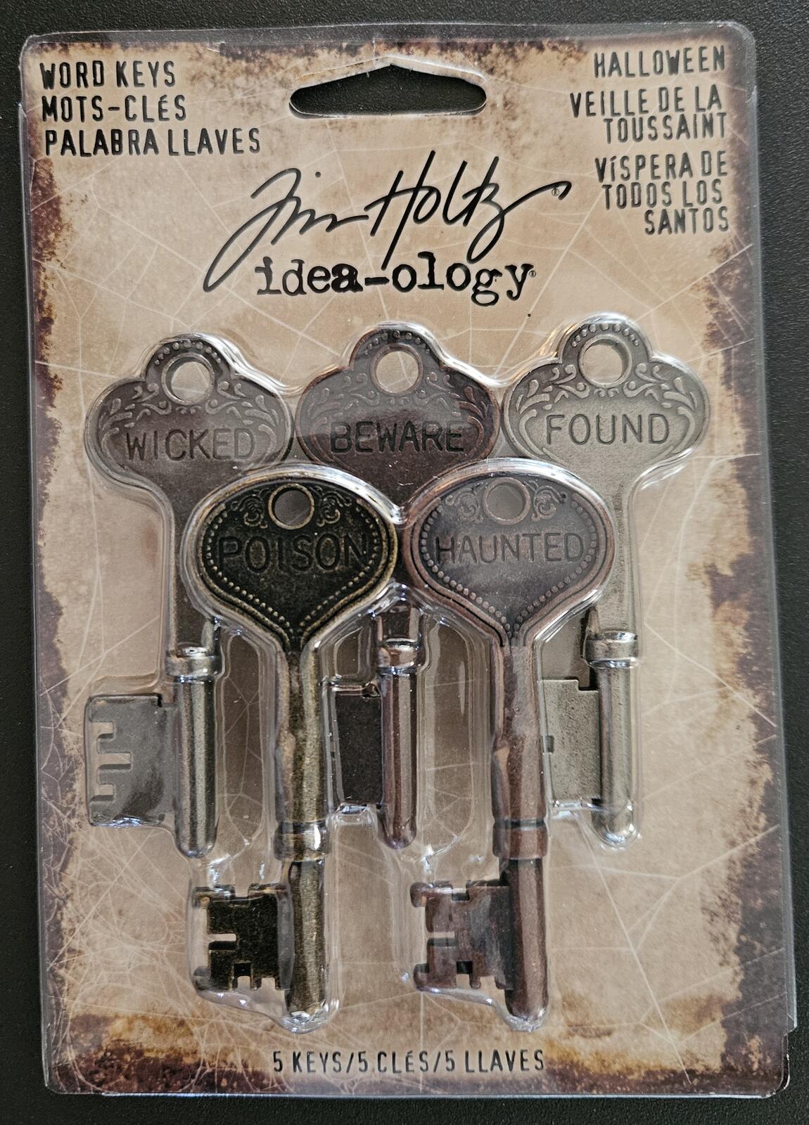 TH93600 Tim Holtz Idea-ology Halloween Word Keys Set 5 pcs