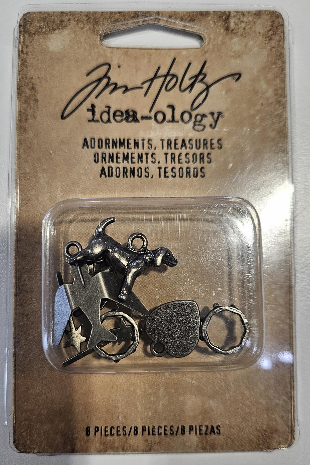 TH93572 Tim Holtz Idea-ology Adornments Charms Treasures Set - 8 Pieces