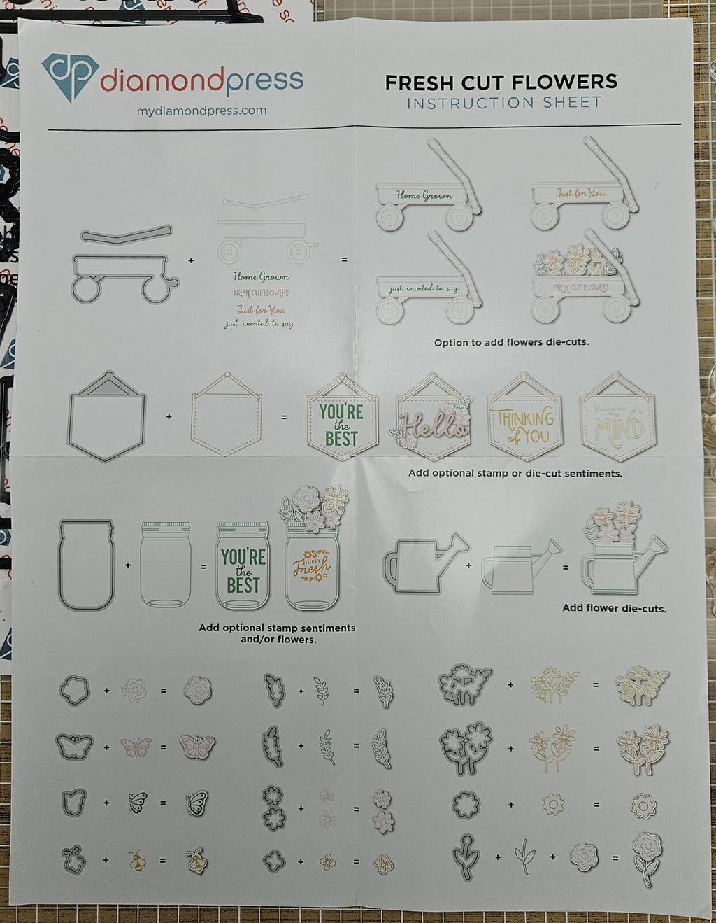 Diamond Press Fresh Cut Flowers Die-Cut & Stamp Set Complete 830982 655222453587