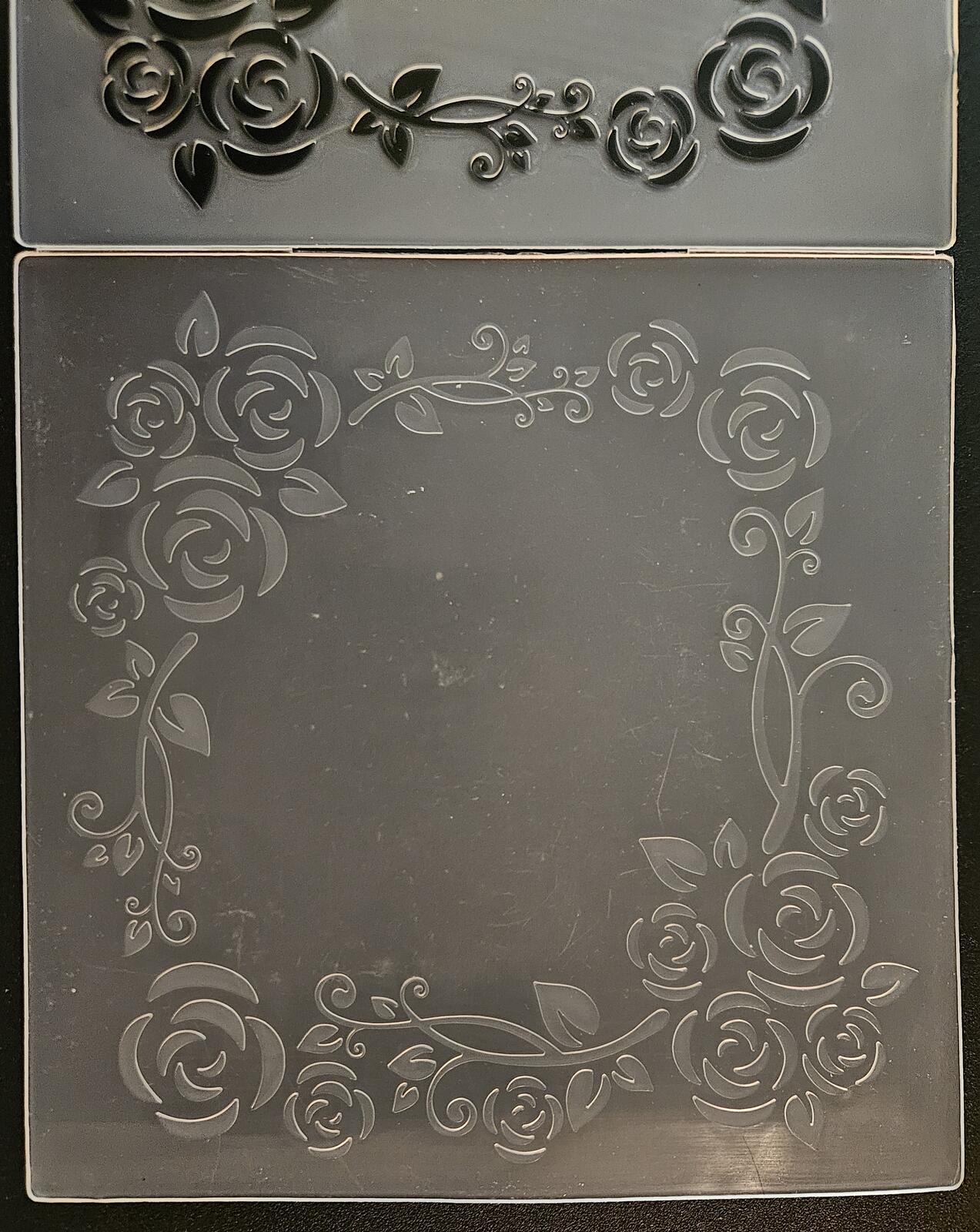 Floral Rose Square Border Reusable Craft 6" x 6" Embossing Folder Plastic