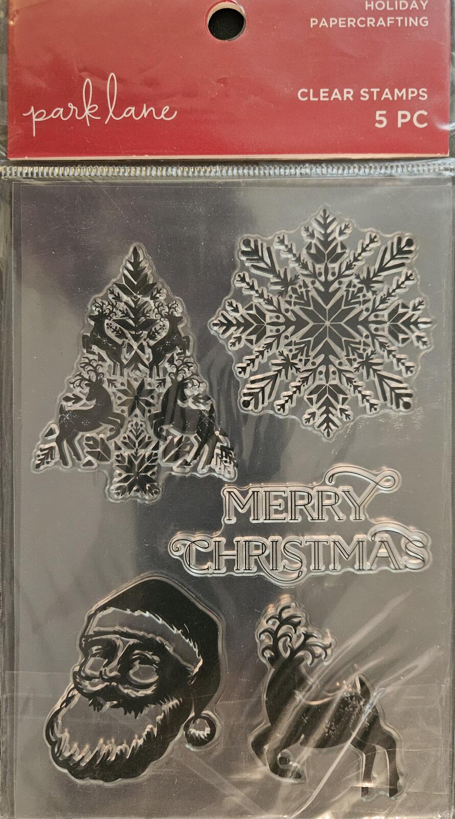 Park Lane Holiday Papercrafting Clear Stamps 5 Pc Christmas Set