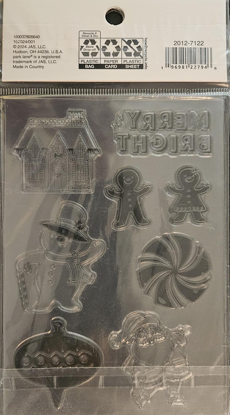 Park Lane Holiday Papercrafting Merry & Bright Clear Stamps 8 pc Christmas Set