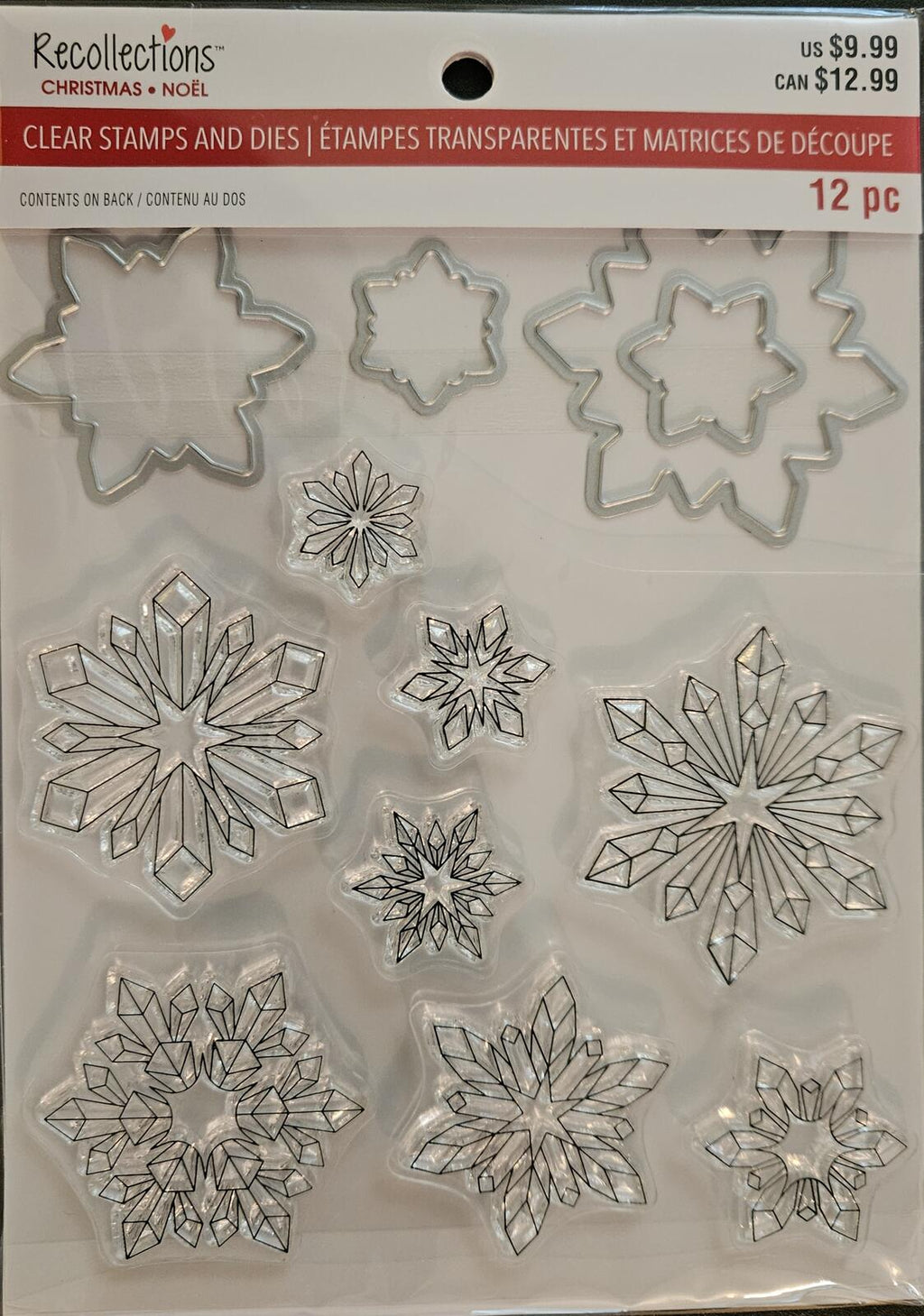 757923 Recollections Christmas Noel Clear Stamps and Metal Dies Snowflake 12 pc