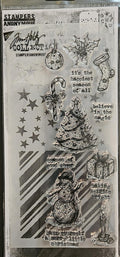 THMM190 Tim Holtz Stamps Stencil Tattered Christmas Peppermint Falling Stars