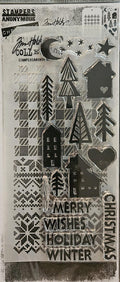 THMM187 Tim Holtz Christmas Stamps Stencil Festive Print Holiday Knit Gingham