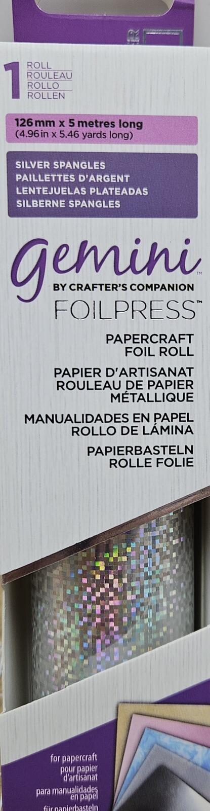 Silver Spangles - Gemini Foilpress Papercraft Foil Roll 4.96"(126mm) x 5.46'(5m)