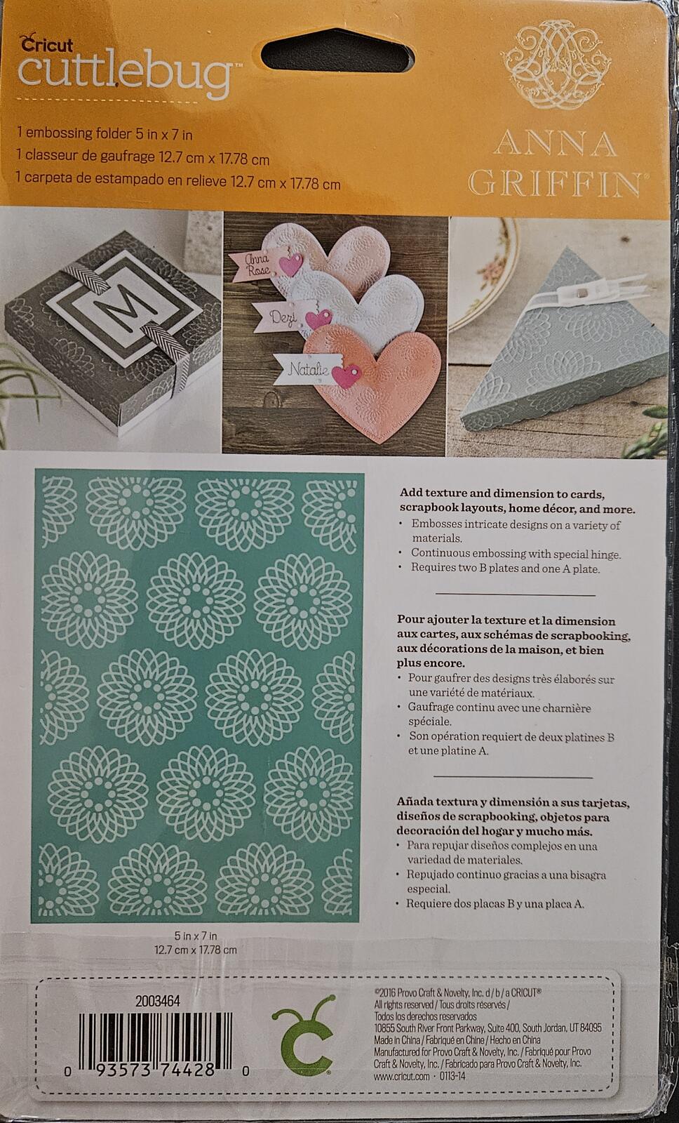 Cricut Cuttlebug Anna Griffin Floral Grid Embossing Folder 5 x 7 in 2003464
