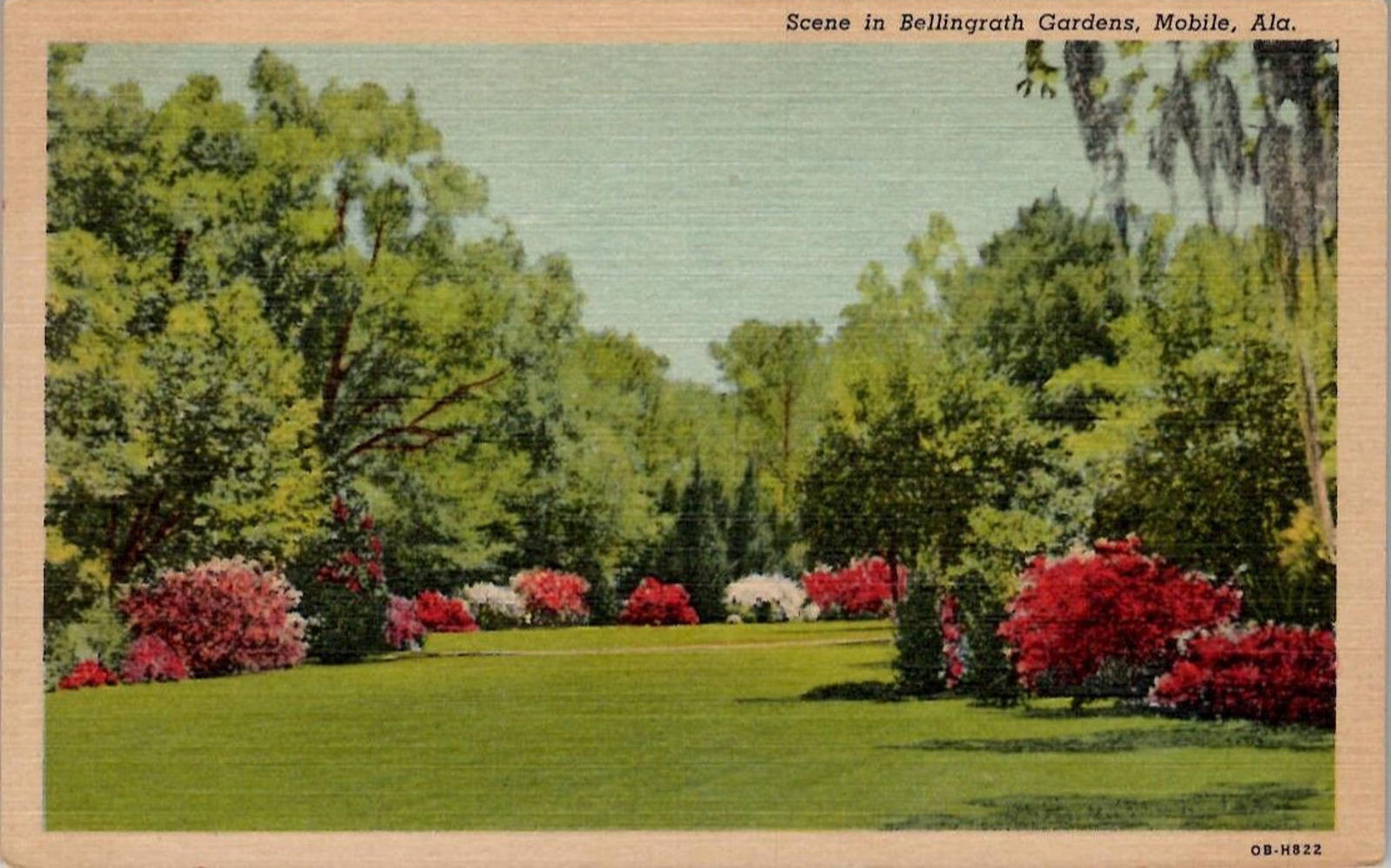 Postcard Scene in Bellingrath Gardens Mobile Ala UNP Curt Teich Linen