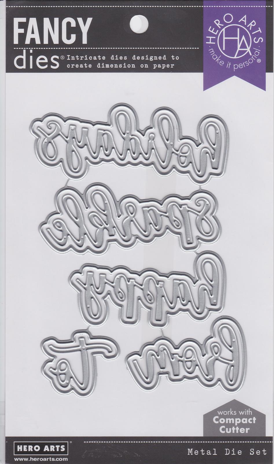 DF090 Holiday Words Fancy Die Paper Layering Hero Arts NIP 085700937931