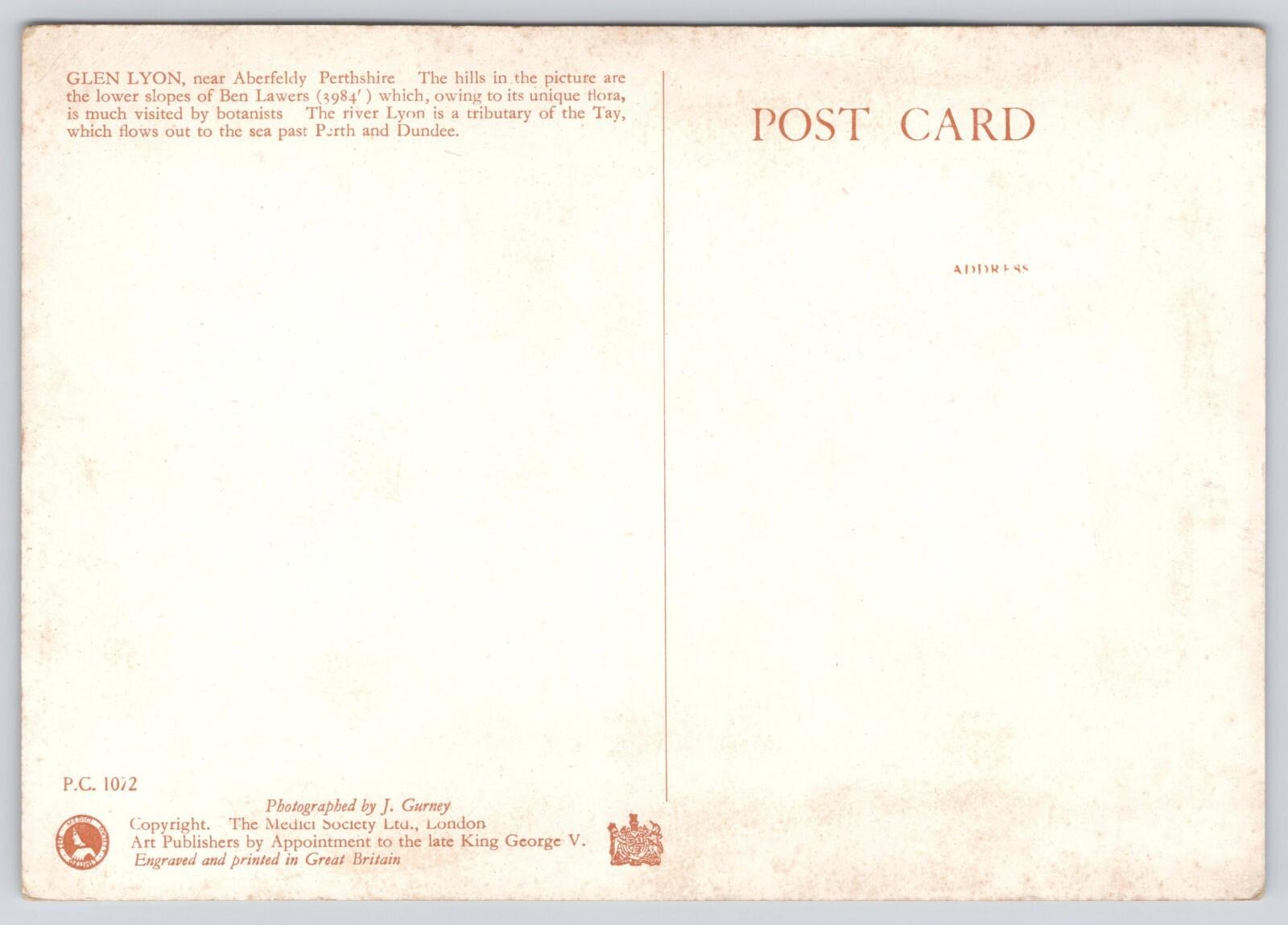 Postcard Glen Lyon Near Aberfeldy Perthshire Lower Slopes Ben Lawers J Gurney UN