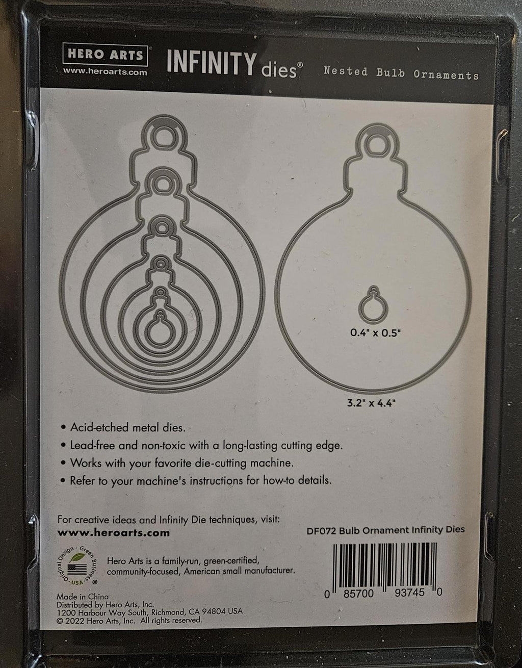 DF072 Hero Arts - Infinity Die Set - Bulb Ornament - 6 pc - Brand New