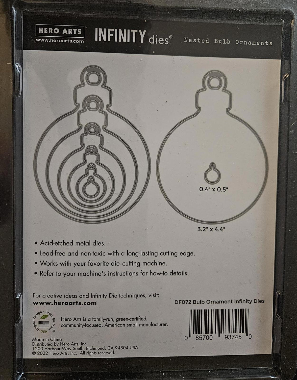 DF072 Hero Arts - Infinity Die Set - Bulb Ornament - 6 pc - Brand New