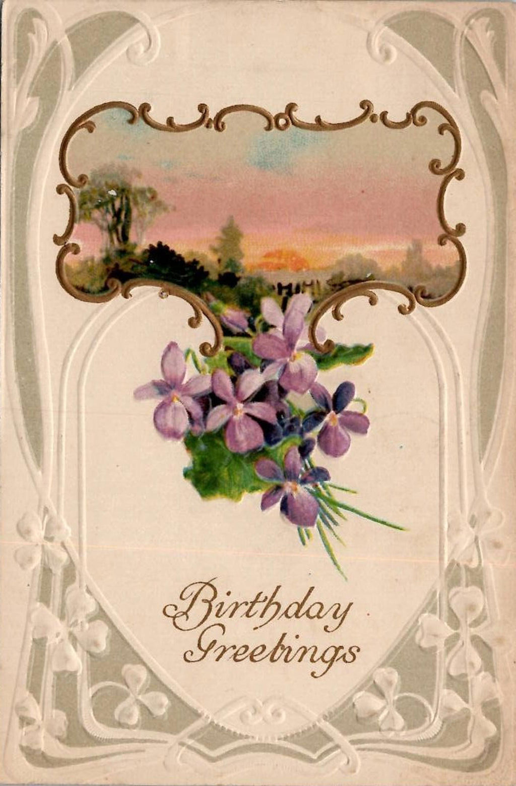Postcard Birthday Greetings Flowered View ALO Depose Ser: 823 PM MAR 7 1912