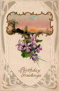 Postcard Birthday Greetings Flowered View ALO Depose Ser: 823 PM MAR 7 1912