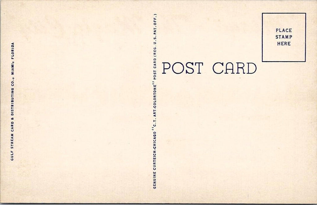 Miami The Magic City Florida Linen Postcard Art-Colortone UNP crisp edges