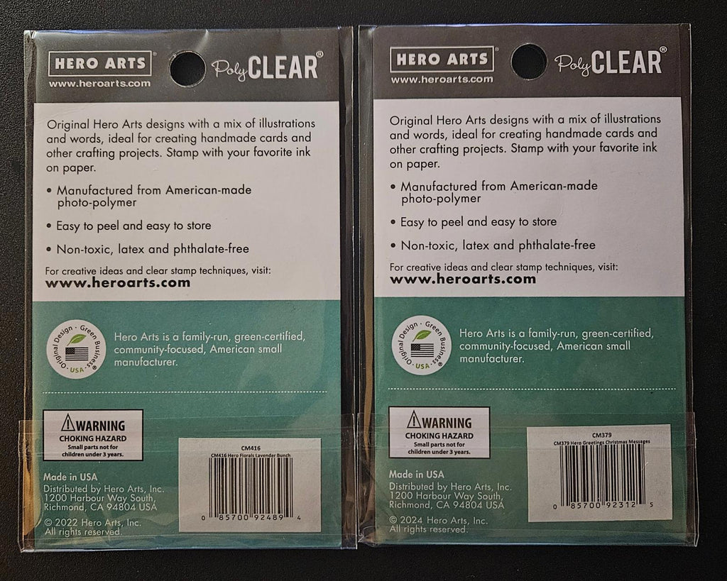 Pair of Hero Arts Greetings Clear Stamps 3"X 4"-Christmas Messages & Florals Lavendar Bunch